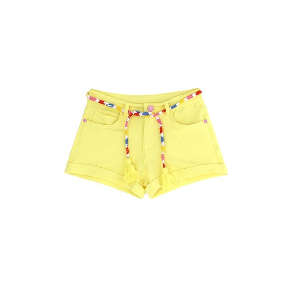 💥 SUMMER SALE - TASSEL BELT YELLOW BEACH SHORTS FOR GIRLS - Picture 2 of 6